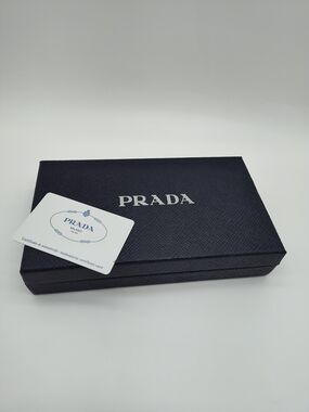 PRADA Large Navy Saffiano Gift Presentation Box Authentic Card 8.5" Italy EUC